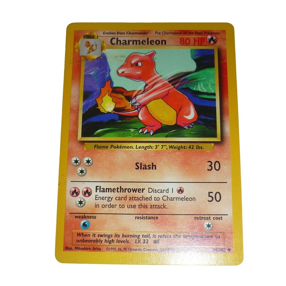 Pokemon Charmeleon 24/102 Base Set Unlimited 1999 Vintage TCG Card 80 HP Fire